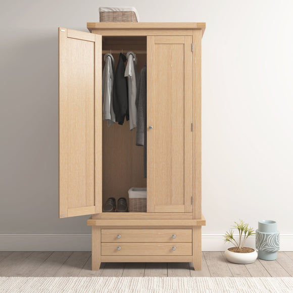 Windsford 2 Door 1 Drawer Wardrobe - Natural Oak