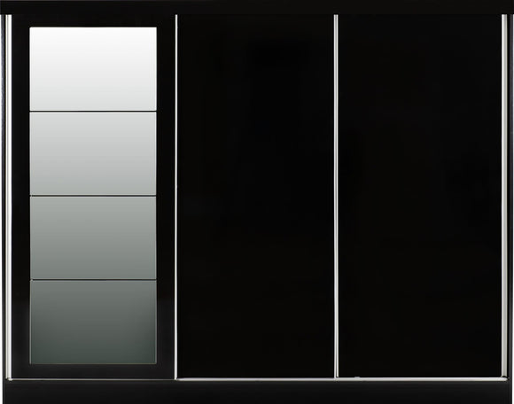 Utah 3 Door Sliding Wardrobe - Black Gloss