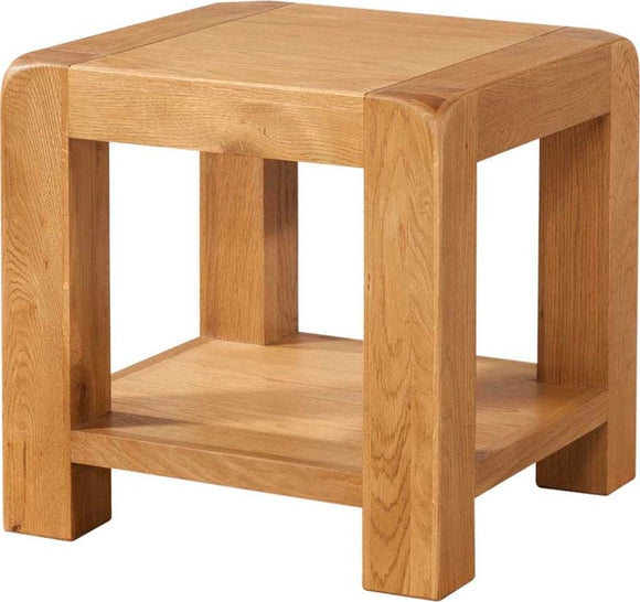 Avebury Oak Lamp Table With Shelf