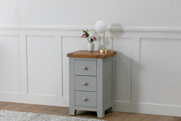 Canberra Grey 3 Drawer Bedside Cabinet