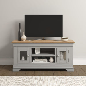 Chateau Small TV Stand - Pebble Grey/Oak