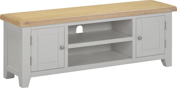 Windsford Straight TV Unit - Pebble Grey/Oak