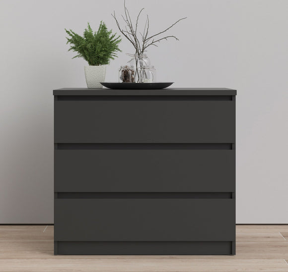 Naia Chest of 3 Drawers in Black Matt