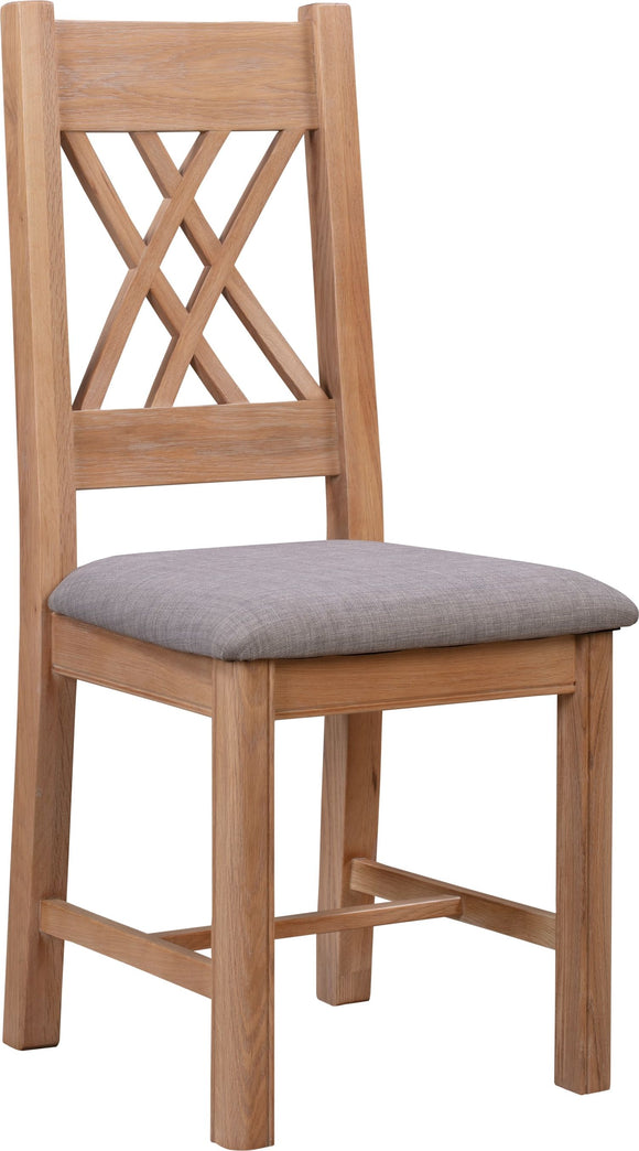 Chatsworth Painted Pair Of Natural Oak Chairs with Beige Fabric Seat