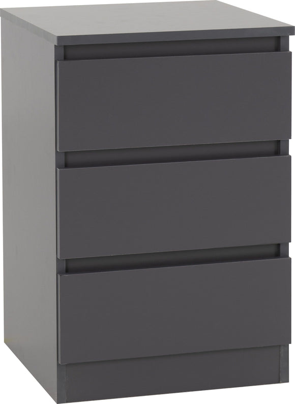 Malbury 3 Drawer Bedside - Grey