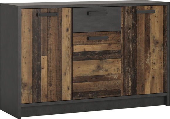 Brooklyn Cabinet with 3 Doors and 1 Drawer in Walnut and Dark Matera Grey