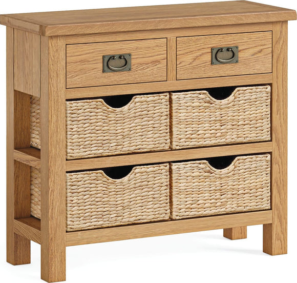 Manor Oak Lite Console Table With Basket