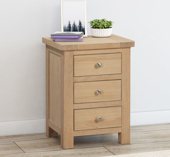 Foxington Oak Bedside With 3 Drawers
