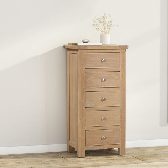 Foxington Oak 5 Drawer Tall Chest