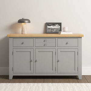 Windsford 3 Door 3 Drawer Sideboard - Pebble Grey/Oak