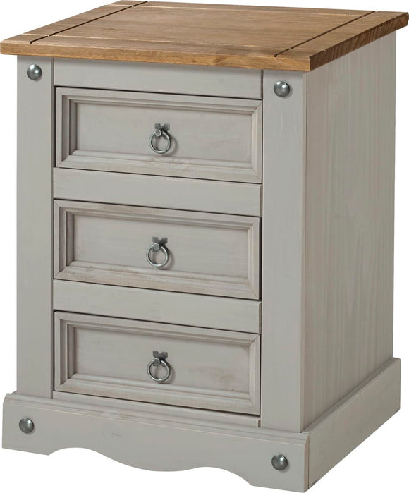 Corona Grey 3 drawer bedside cabinet