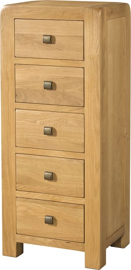 Avebury Oak 5 Drawer Tall Chest