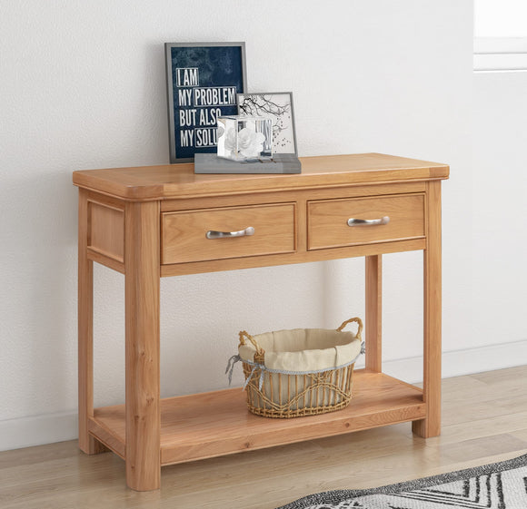 Chatsworth Oak Console Table With 2 Drawers