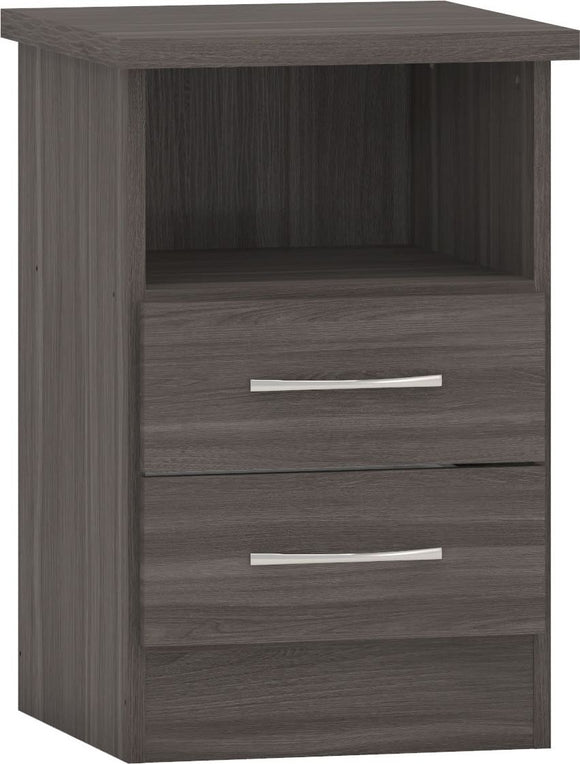 Utah 2 Drawer Bedside - Black Wood Grain
