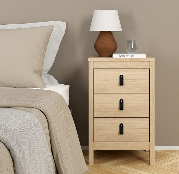 Barcelona Bedside Table 3 Drawers in Jackson Hickory Oak