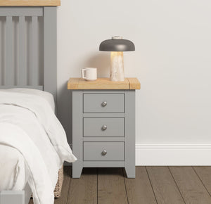 Windsford 3 Drawer Bedside - Pebble Grey/Oak