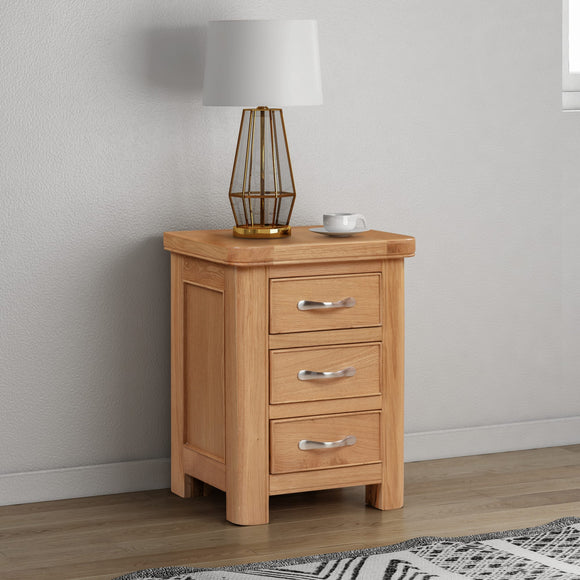 Chatsworth Oak Bedside With 3 Drawers