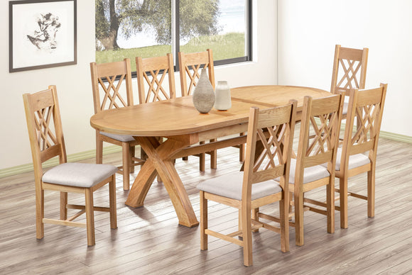 Chatsworth Oak Oval Cross Leg Extending [180 to 230cm] Dining Table