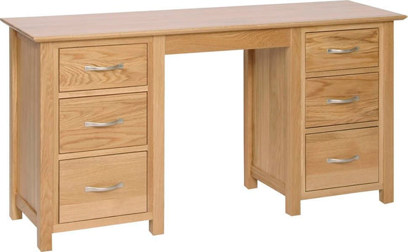 Moderna Oak Double Pedestal Dressing Table
