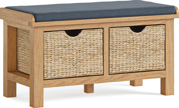 Manor Oak Lite Hallway Bench With Basket