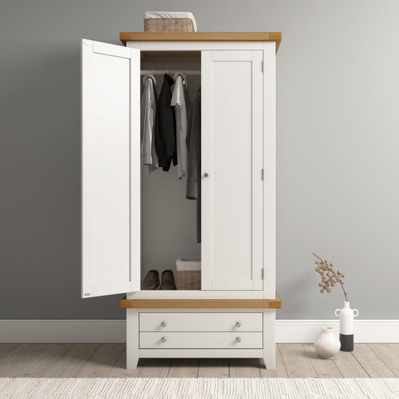 Windsford 2 Door 1 Drawer Wardrobe - Ivory/Oak
