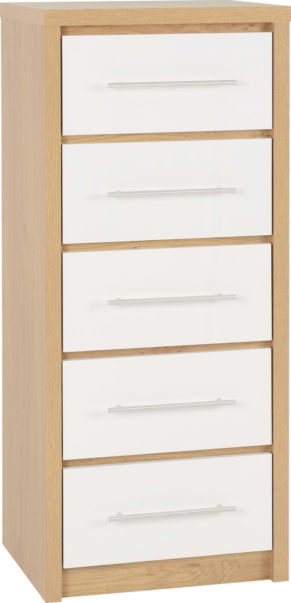 Cordoba 5 Drawer Narrow Chest - White