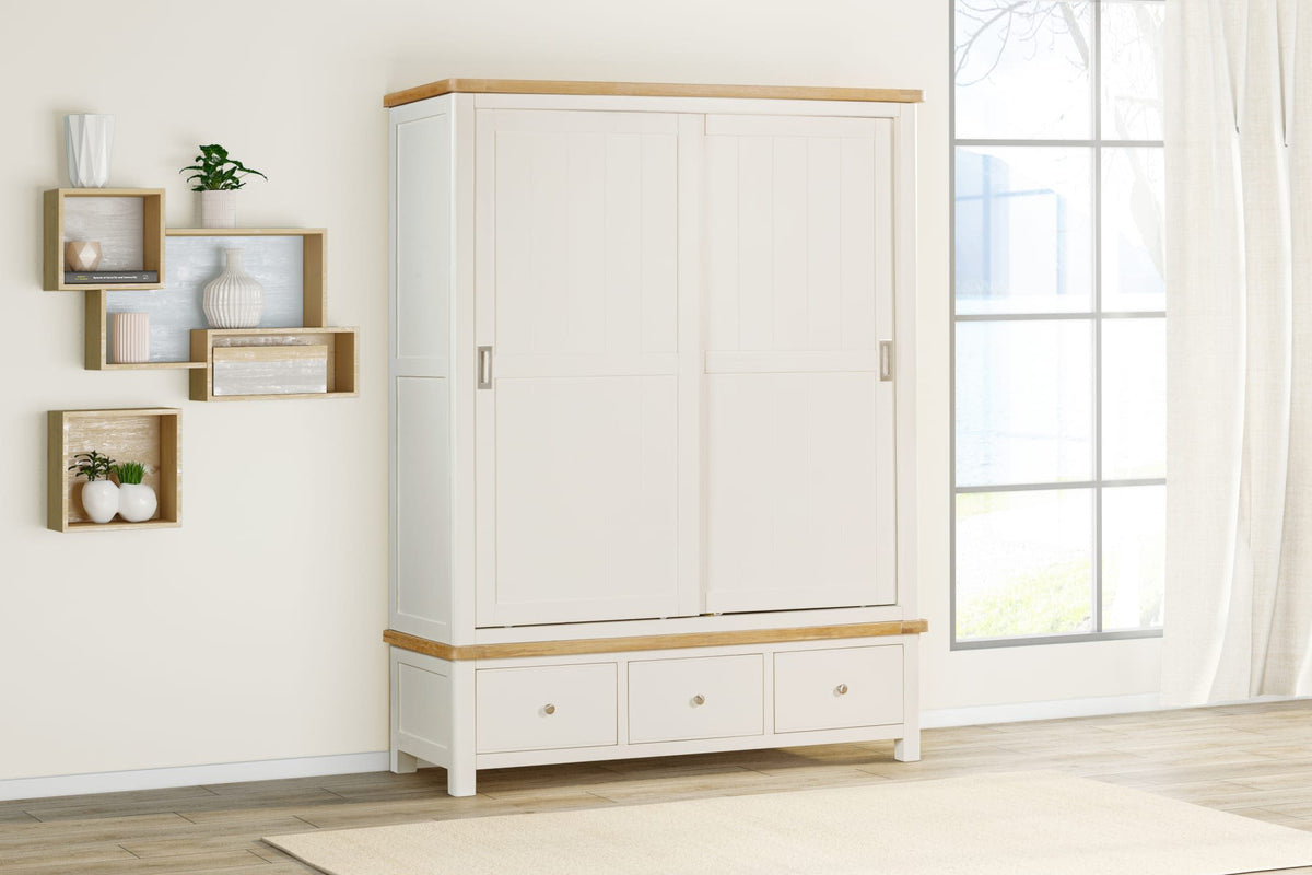 Foxington Painted Large Robe With 2 Sliding Doors & 2 Drws – Pine & Oak ...
