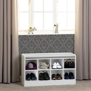Vancouver Shoe Bench - White/Steel Fabric
