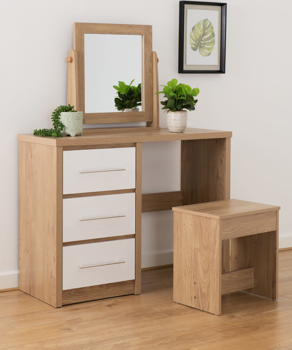 Cordoba 3 Drawer Dressing Table Set White Pine And Oak Warehouse 