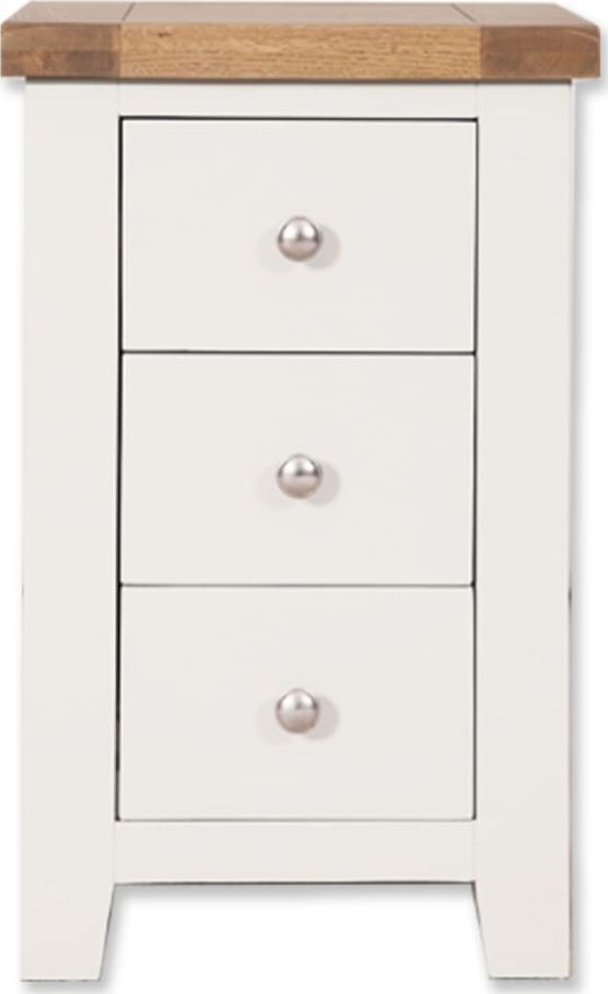 Canberra White 3 Drawer Bedside Cabinet