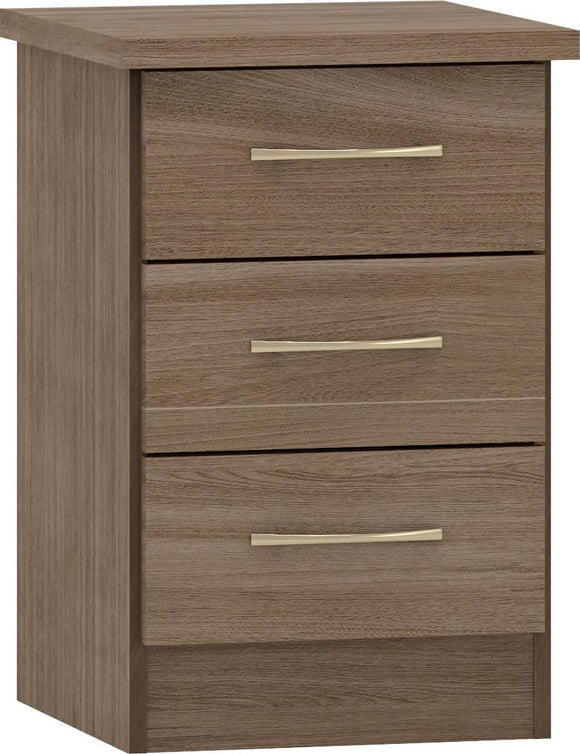 Utah 3 Drawer Bedside - Rustic Oak Effect