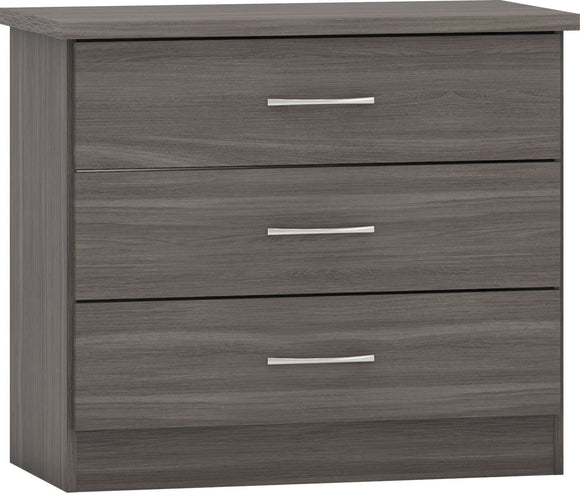 Utah 3 Drawer Chest - Black Wood Grain
