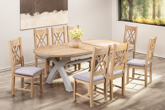 Chatsworth Painted Oval Cross Leg Extending [180 to 230cm] Dining Table