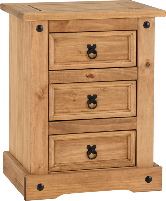 Corona Mexican Pine 3 Drawer Bedside