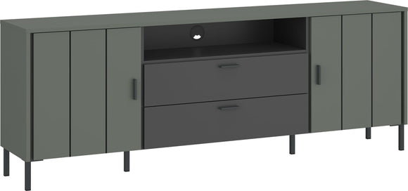 Ardel TV Cabinet 2 Door 2 Drawer 173cm wide 65cm High in Green/Grey