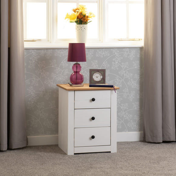 Santiago 3 Drawer Bedside - White