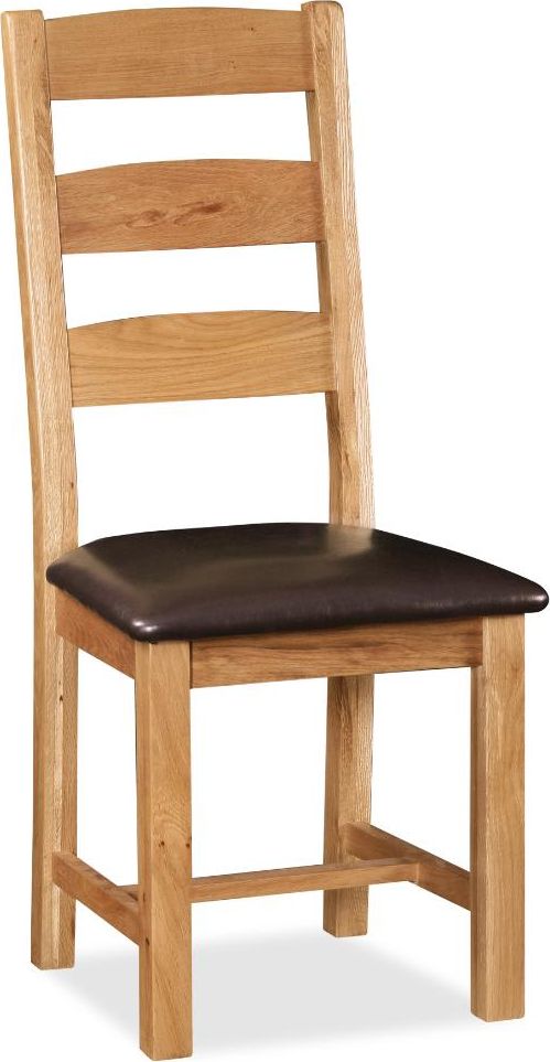 Manor Oak Slatted Chair With PU Seat