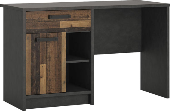 Brooklyn Desk with 1 Door and 1 Drawer in Walnut and Dark Matera Grey