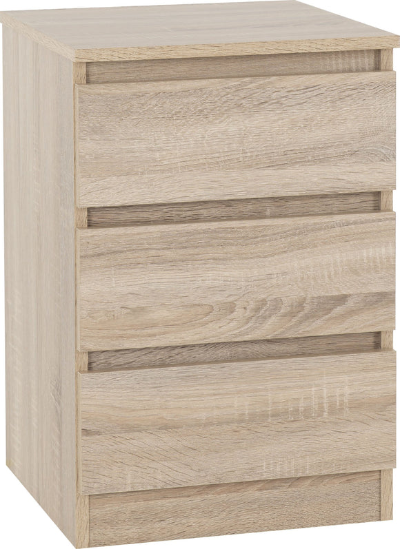 Malbury 3 Drawer Bedside - Sonoma Oak Effect