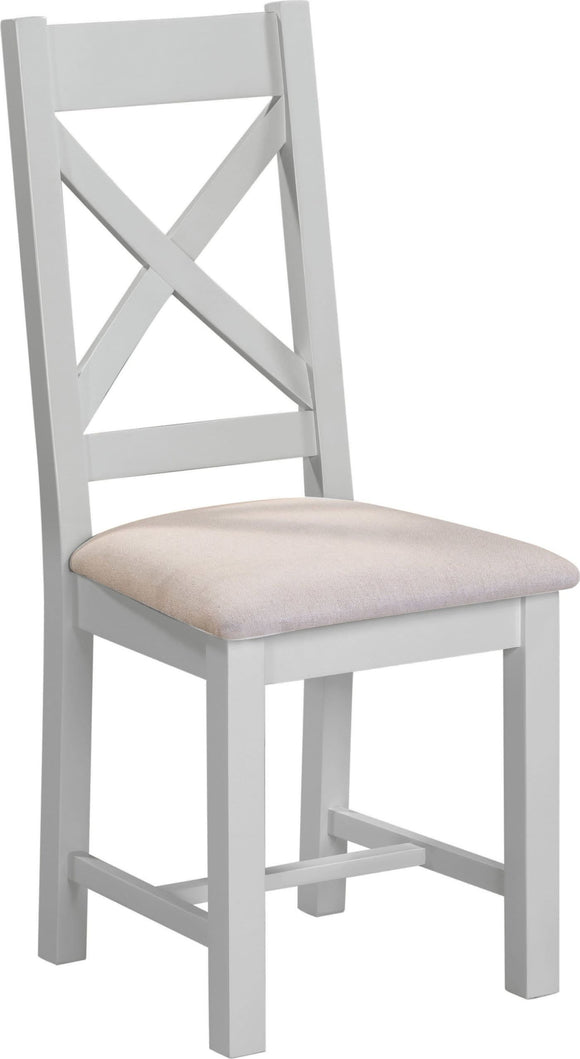 Windsford Cross Back Chair (Box of 2) - Pebble Grey/Oat Fabric