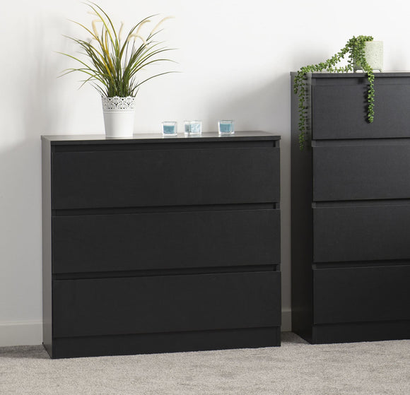 Malbury 3 Drawer Chest - Black