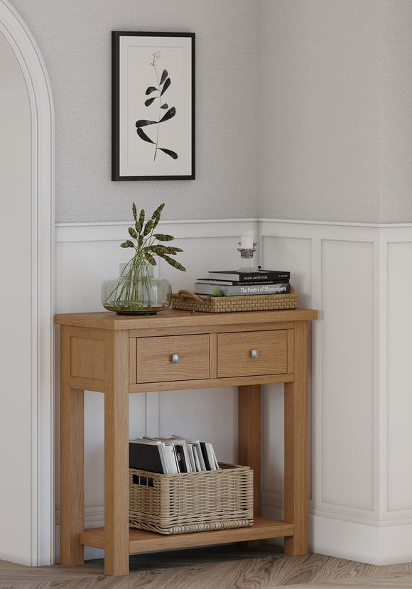 Devonshire Oak Lite 2 Drawer Console Table