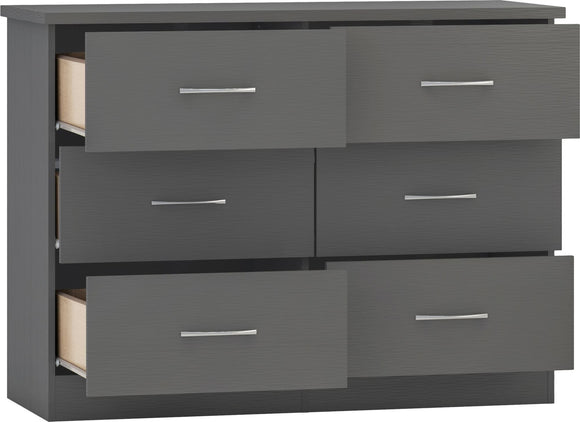 Utah 6 Drawer Chest - 3D Effect Grey