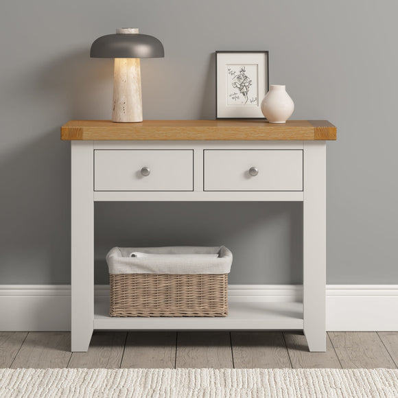 Windsford 2 Drawer Console Table - Ivory/Oak