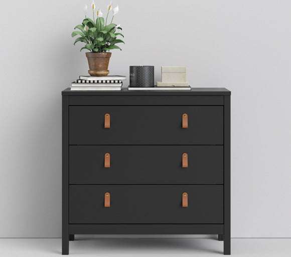 Barcelona Chest 3 Drawers in Matt Black
