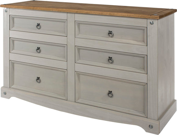 Corona Grey 3+3 drawer wide chest