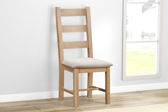 Foxington Oak Ladder Back Chair With Fabric Seat