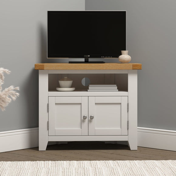 Windsford Corner TV Unit - Ivory/Oak