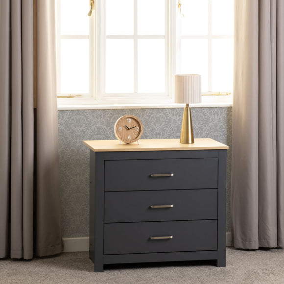 Vancouver 3 Drawer Chest - Grey/Oak Effect