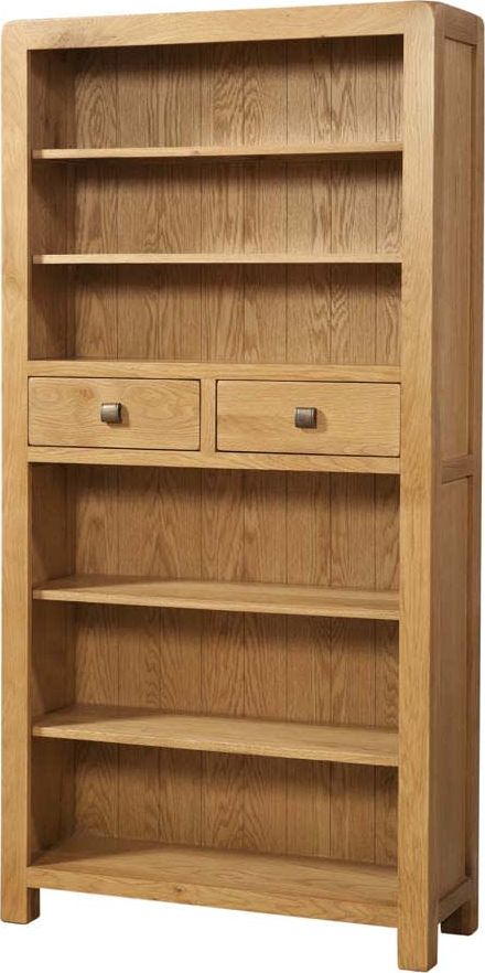 Avebury Oak Tall Bookcase With 2 Drawers